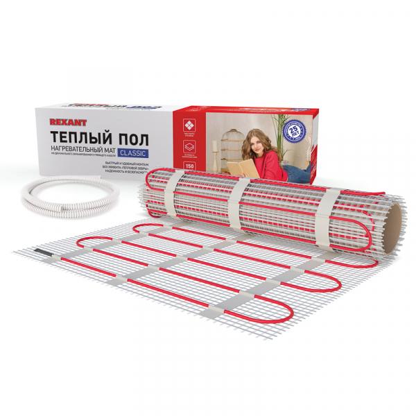 REXANT Тёплый пол (нагревательный мат)  Classic RNX -6,0-900 (площадь 6,0 м2 (0,5 х 12,0 м)), 900 Вт, двужильный с экраном 51-0510-2